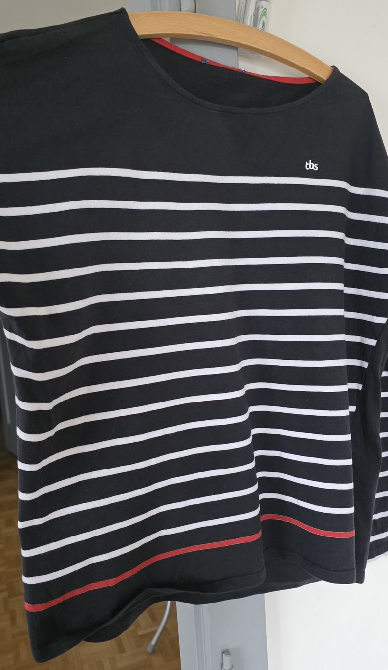 Maglioni & Felpe: Pull TBS Noir à rayures blanches (et rouges) – Usato da Yverdon-les-Bains venduto da van_dq65 2
