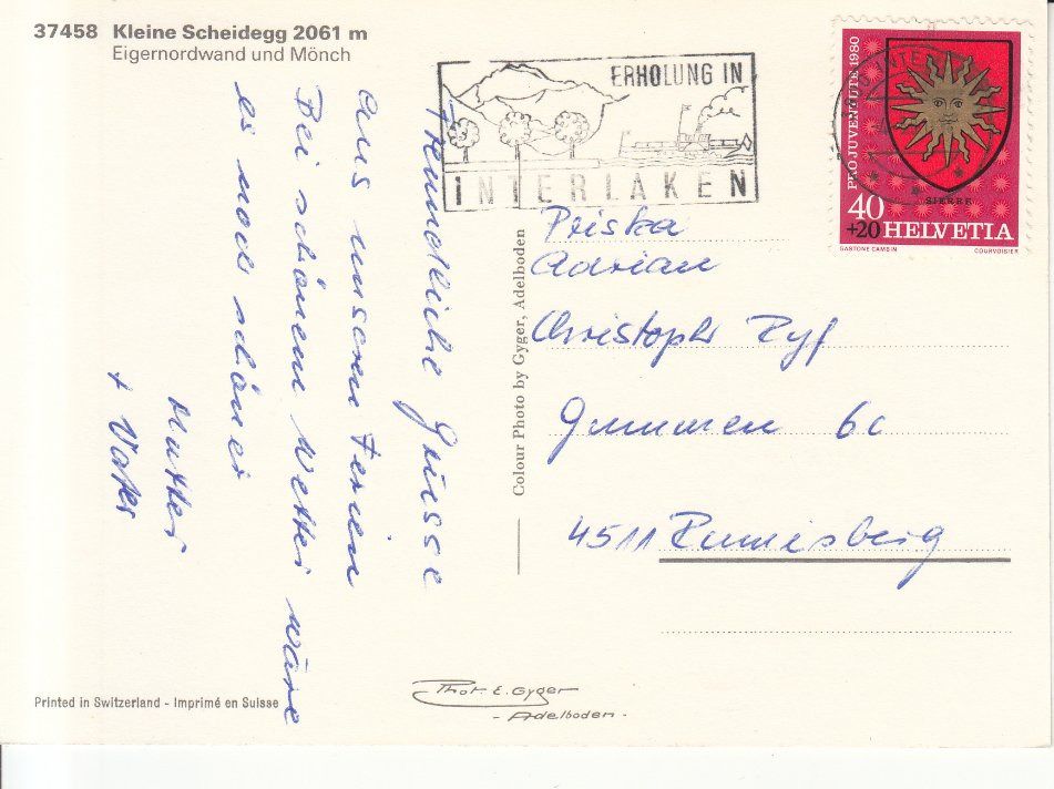 Cartoline postali: Kleine Scheidegg 1981 – Usato da Bürglen TG venduto da StampGraf 1
