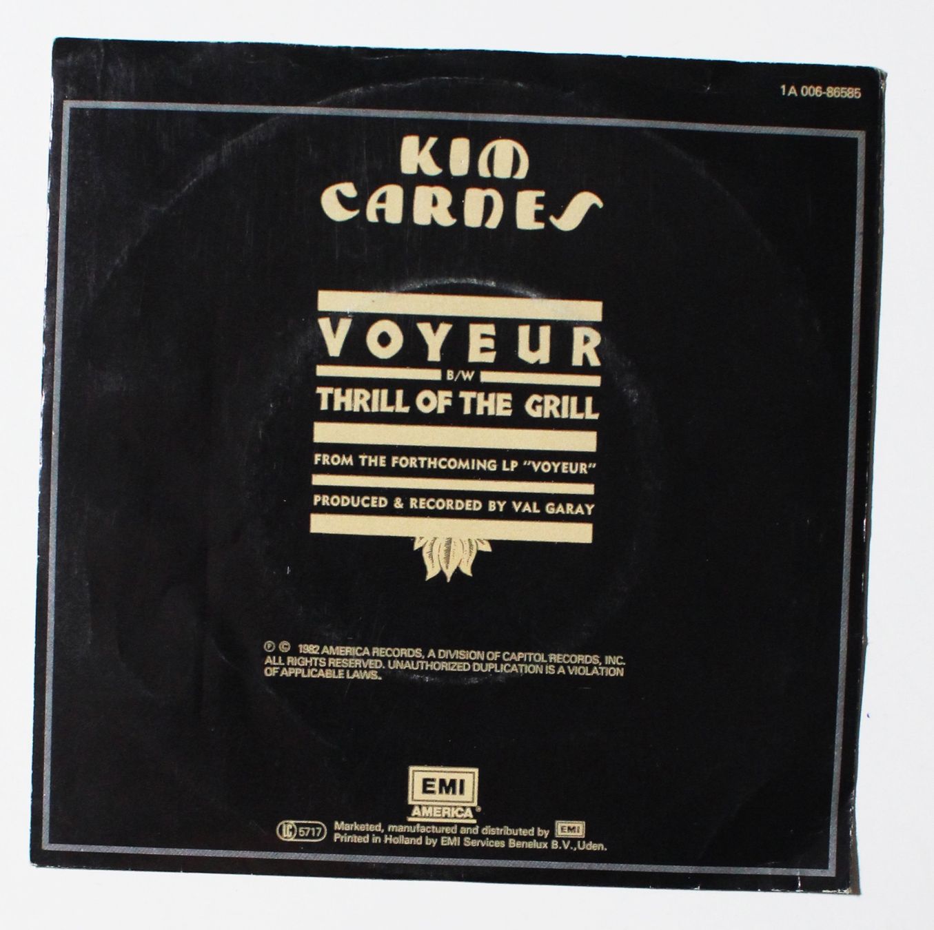 Dischi in vinile: 7" KIM CARNES - VOYEUR - CHART HIT 1982 – Usato da Brüttisellen venduto da Collector-Corner 2