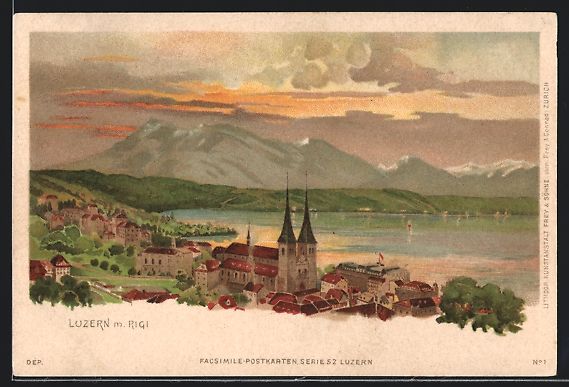 Cartes postales: Litho Luzern, Teilansicht mit Rigi – D'occasion à Berlin par bartko-reher