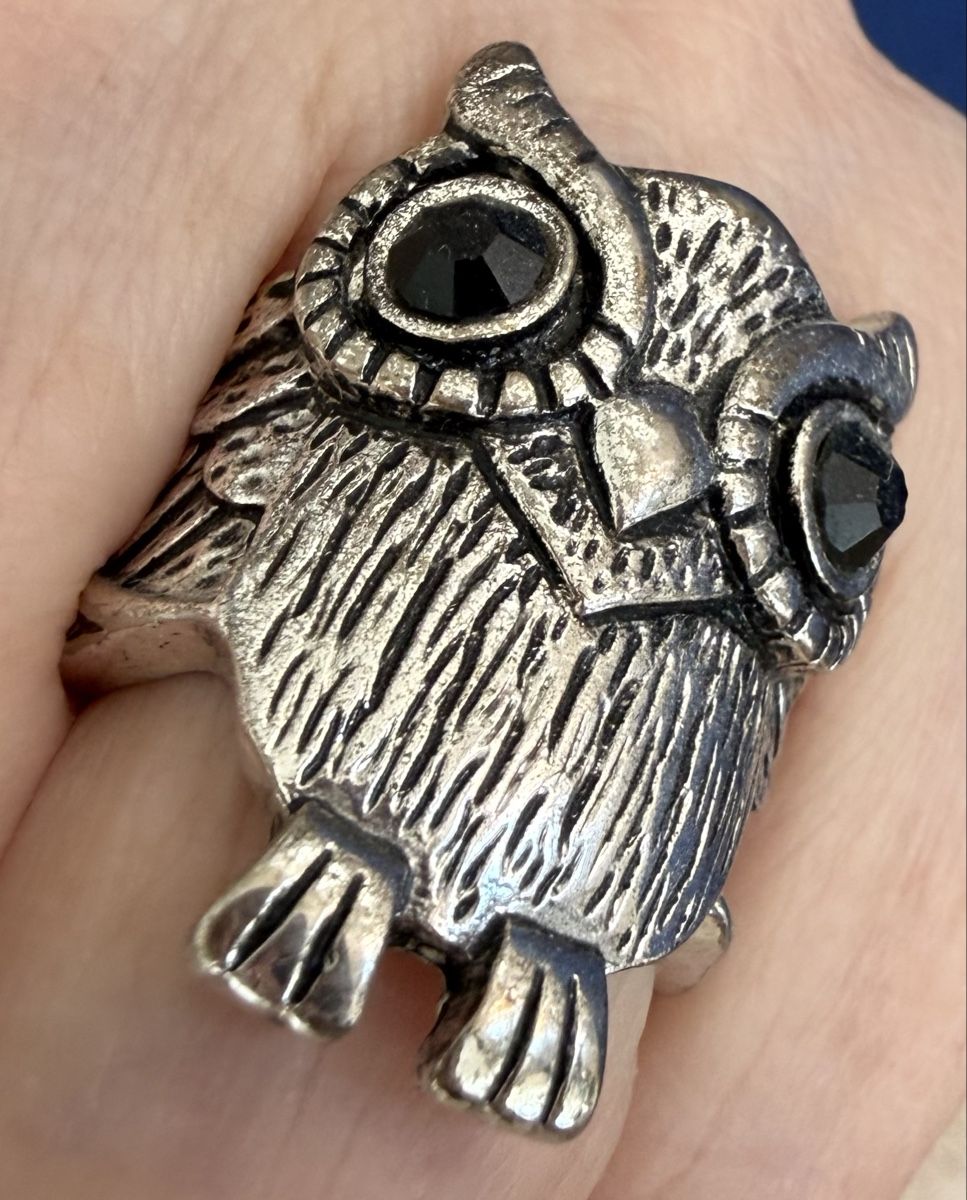 Anelli: Eulen Ring Silber Optik mit schwarzen Steinen, neuwertig! – Nuovo (secondo la descrizione) da Lyss venduto da Sibella56 1