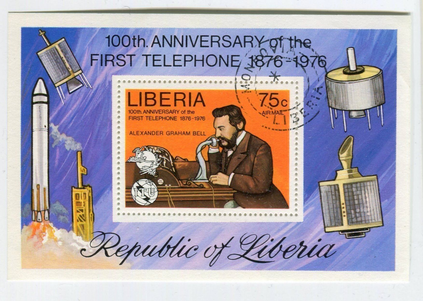 Tous les timbres: Block "Telefon. Graham Bell". Liberia. – Neuf avec emballage d'origine à Basel par Butsch5