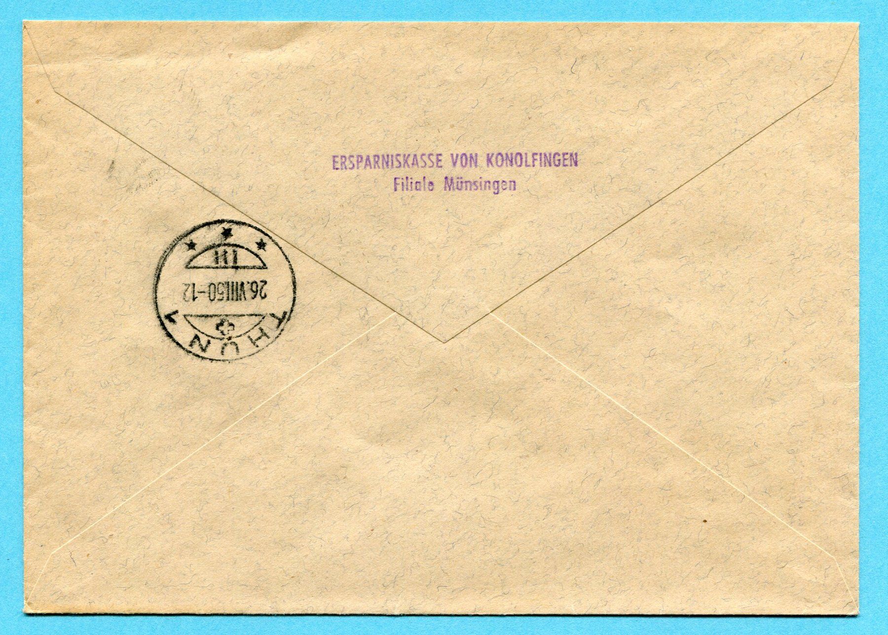Alle Briefmarken: Express - Brief von Münsingen nach Thun 1950 – Gebraucht aus Opfikon von Prophila 1