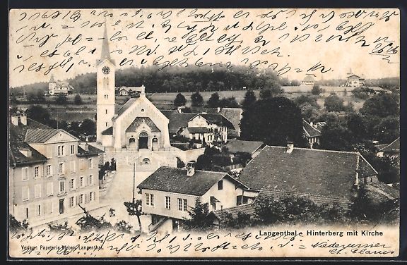 Cartes postales: AK Langenthal, Hinterberg mit Kirche – D'occasion à Berlin par bartko-reher
