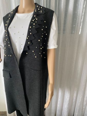 RARITÄT - edle und stilvolle Longjacke mit Perlen, 44