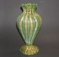 MURANO VASE BAROVIER & TOSO CORDONATO D' ORO
