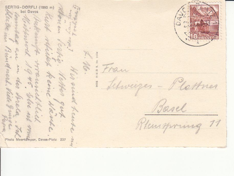 Cartoline postali: Sertig-Dörfli 1945 – Usato da Bürglen TG venduto da StampGraf 1