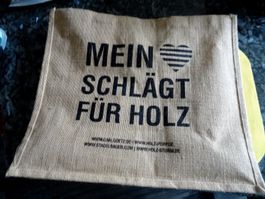 Jute Tasche *mein Herz schlägt für Holz