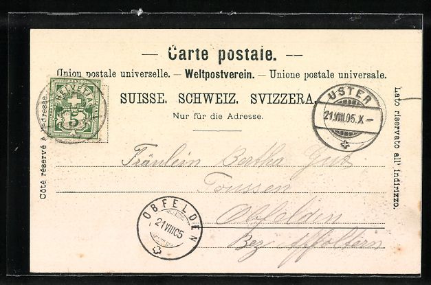 Cartes postales: Uster, Ortsansicht mit Fabrik und Kirche – D'occasion à Berlin par bartko-reher 1