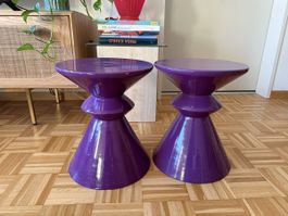 Lila Hocker/Beistelltisch/Nachttisch, 2er Set, Vintage