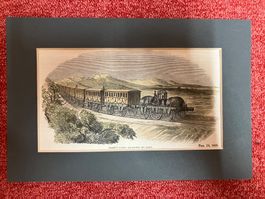 Antiker Eisenbahn Stich "Parsey‘s Patent Air Engine " 1846