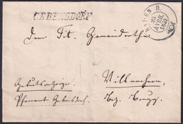 1851, Brief ohne Marke von BADEN +GEBENSDORF n.Brugg +INHALT