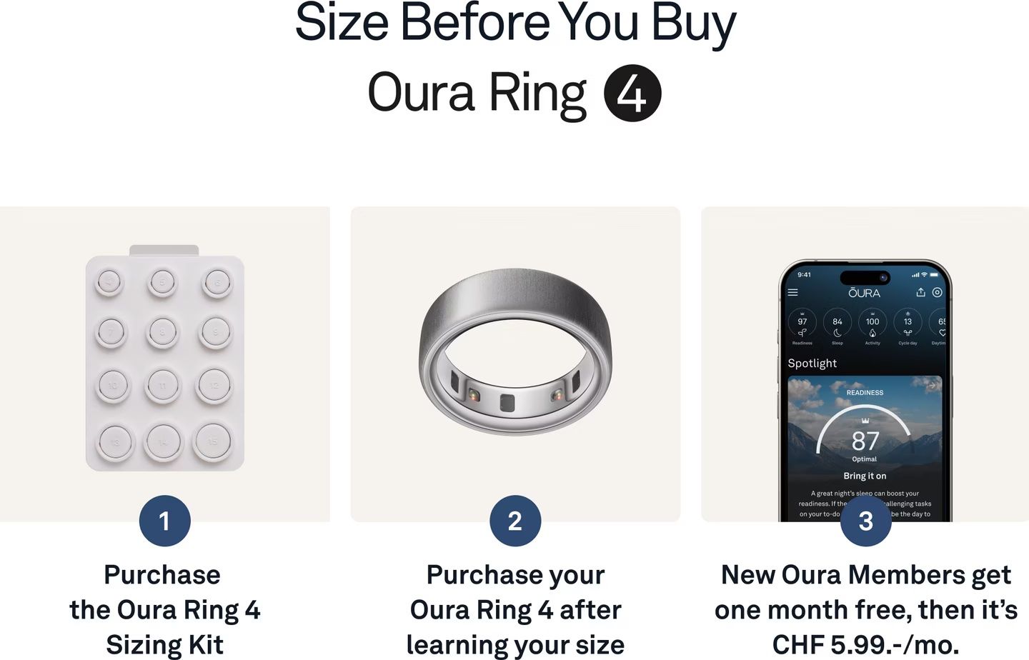 Anelli: Oura Ring 4 15, Brushed Silver mit Ringprobierset OVP – Usato da Schwyz venduto da roth-betschart 5