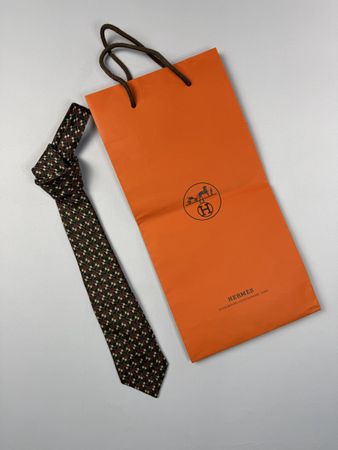 Cravate Hermès Paris Soie Made in France 7,5 cm