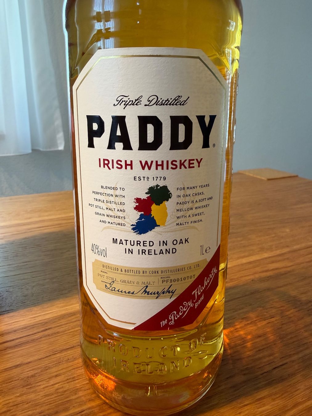 Bevande alcoliche: Paddy Irish Whiskey, 1 Liter, 40 % vol. – Nuovo e nell'imballaggio originale da Steinen venduto da Robe13 3