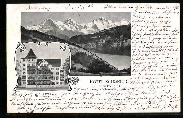 Cartoline postali: Beatenberg, Hotel Schönegg, Südfassade – Usato da Berlin venduto da bartko-reher