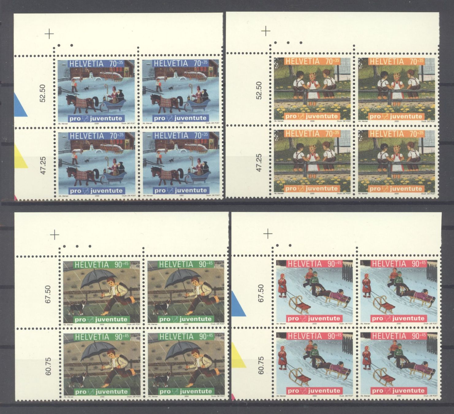 Tutti i francobolli: 2000, Pro Juventute, Viererblöcke ** – Usato da Willisau venduto da Vollstempel