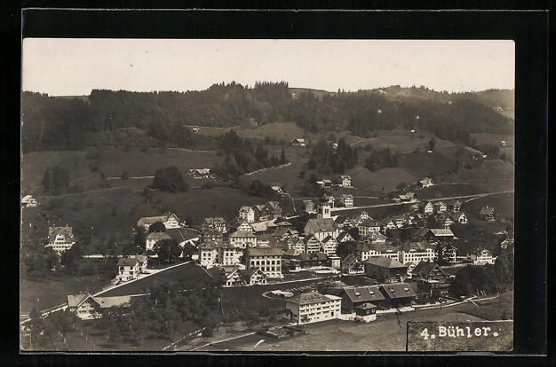 Cartoline postali: Bühler, Gesamtansicht aus der Vogelscha – Usato da Berlin venduto da bartko-reher