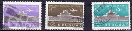 3 timbres Uruguay - 1961 - aéroport - Obl.