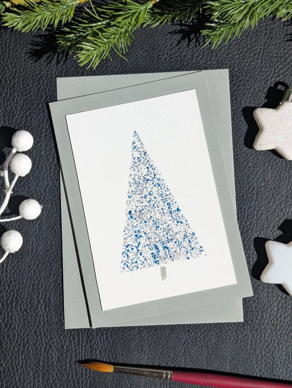 Cartoline: Weihnachtskarte blau-silber Weihnachtsbaum – Set 2 Karten – Nuovo e nell'imballaggio originale da Winterthur venduto da LaVieColor 6