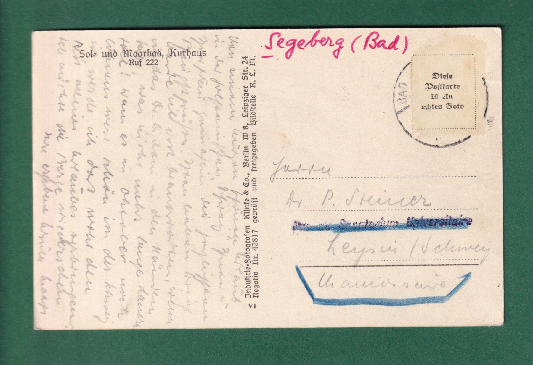 Cartoline postali: BAD SEGEBERG - Kurhaus – Usato da Pully venduto da nicecards-shop 1