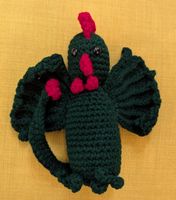 Handgemachter Basilisk Drache, gehäkelt, grün, Plüschtier, n