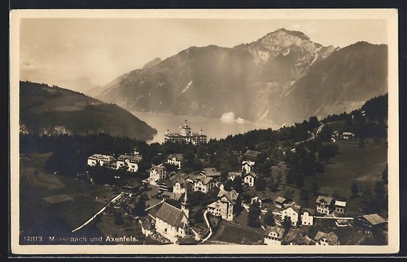 Cartoline postali: AK Morschach, Totalansicht, Axenfels – Usato da Berlin venduto da bartko-reher
