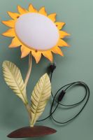 Tischlampe Sonnenblume aus Metall mit Glasabdeckung, Vintage