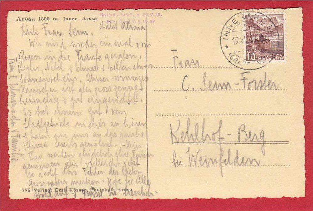 Cartoline postali: AROSA INNER-AROSA – Usato da Grüningen venduto da Kartenlaube 1