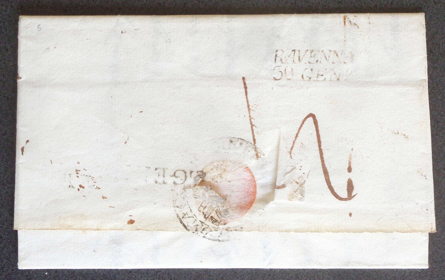 Tutti i francobolli: ITALIA 1837: Lettera da COMACCHIO a CORINALDO – Usato da Le Locle venduto da timbrettino 1