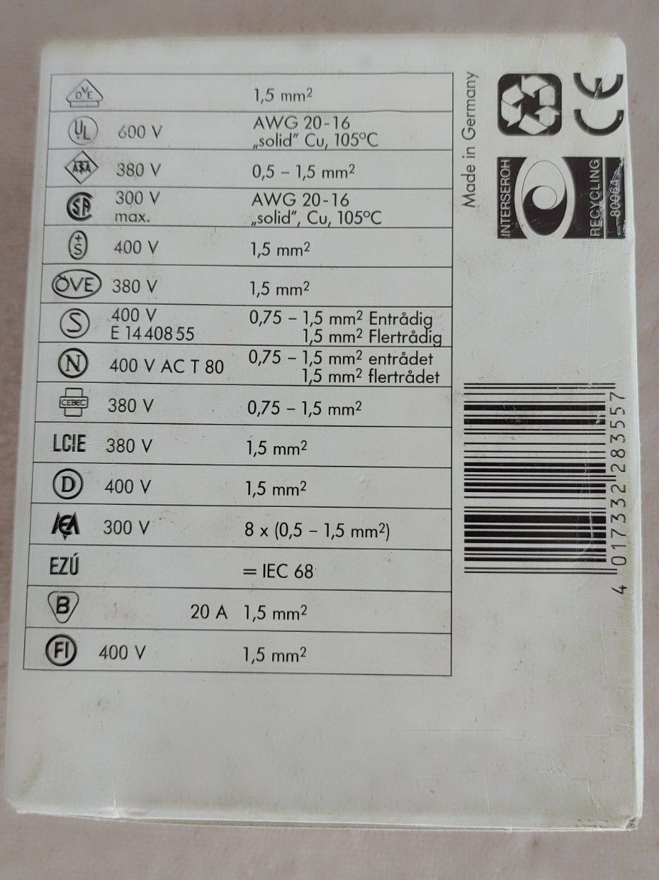 Wago Componenti elettronici: Wagoklemmen 8x 1.0 / 1.5 mm2 – Nuovo e nell'imballaggio originale da Strengelbach venduto da Phorensic_30 5