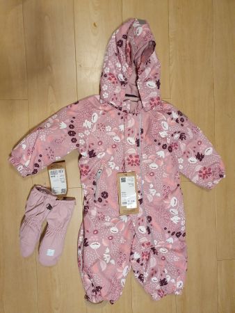 Reima Schneeanzug Overall Pink mit Fäustlinge Gr. 74 Neu!