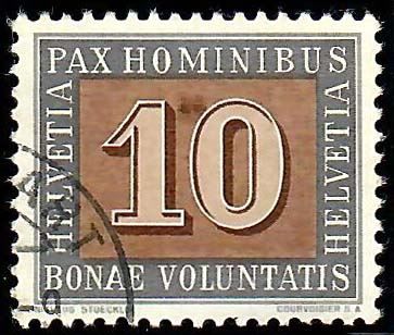 Tutti i francobolli: 1945 10Rp. PAX mit Plattenfehler – Usato da Heerbrugg venduto da Swissphila