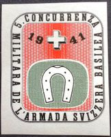 Soldatenmarke 2.WK, Basel 1941, rom, geschn Wi AM 4-2