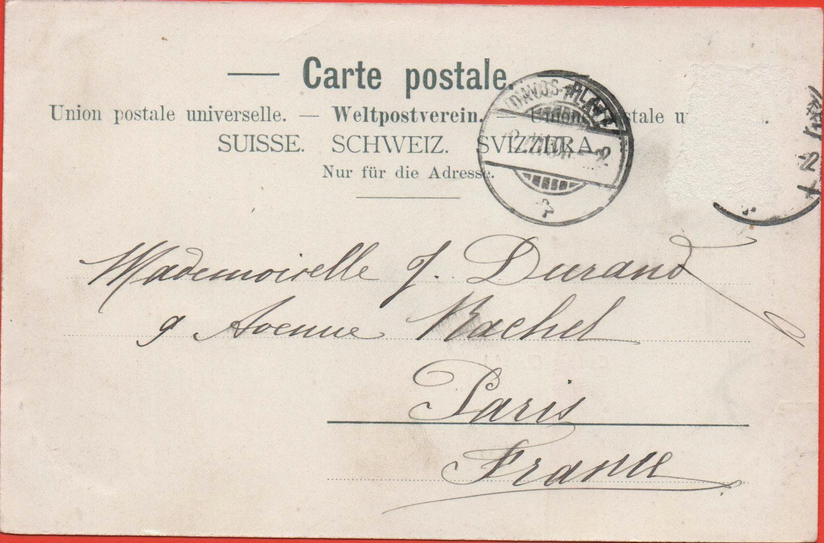 Cartoline postali: DAVOS Curhaus Clavadel – Usato da Jona venduto da philajona 1