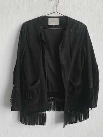 Veste Maje boho ✨western daim noir franges taille 38