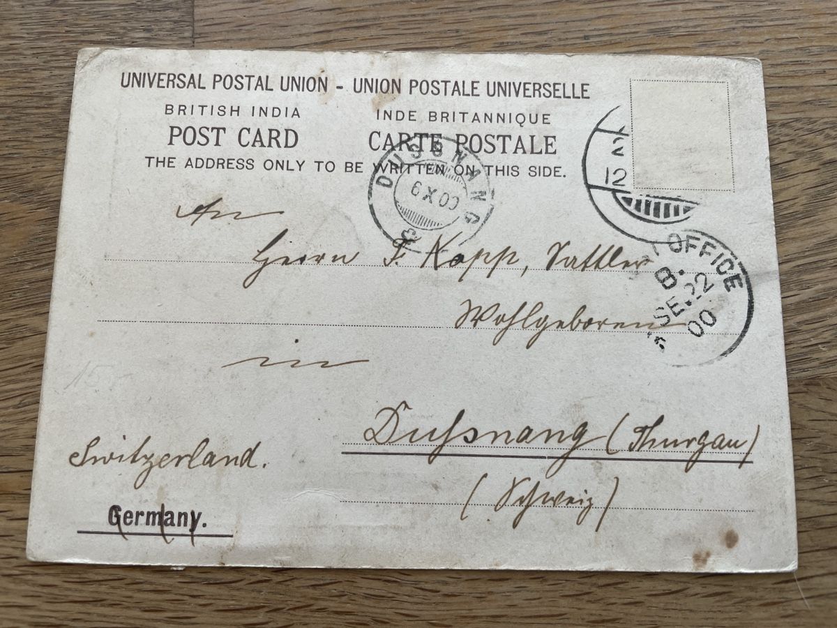 Cartoline postali: Gruss und Dank aus Indien 1900 – Usato da Roggwil TG venduto da Lphila 1