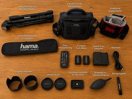 Sony Alpha NEX-7 mit 4 Objektiven, Stativ & viel Zubehör