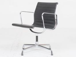 Vitra EA 108 Bürostuhl von Eames in schwarzem Leder