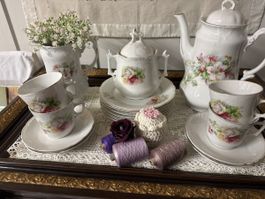 Wunderschönes Kaffeeservice Rosen Dekor Vintage 17tlg. Porze