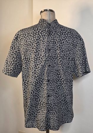 neuw: H&M Men kurzarm Hemd Sommer navyblau weiss floral