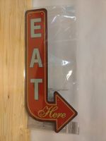 Panneau métal rétro "Eat Here" - déco cuisine sympa!