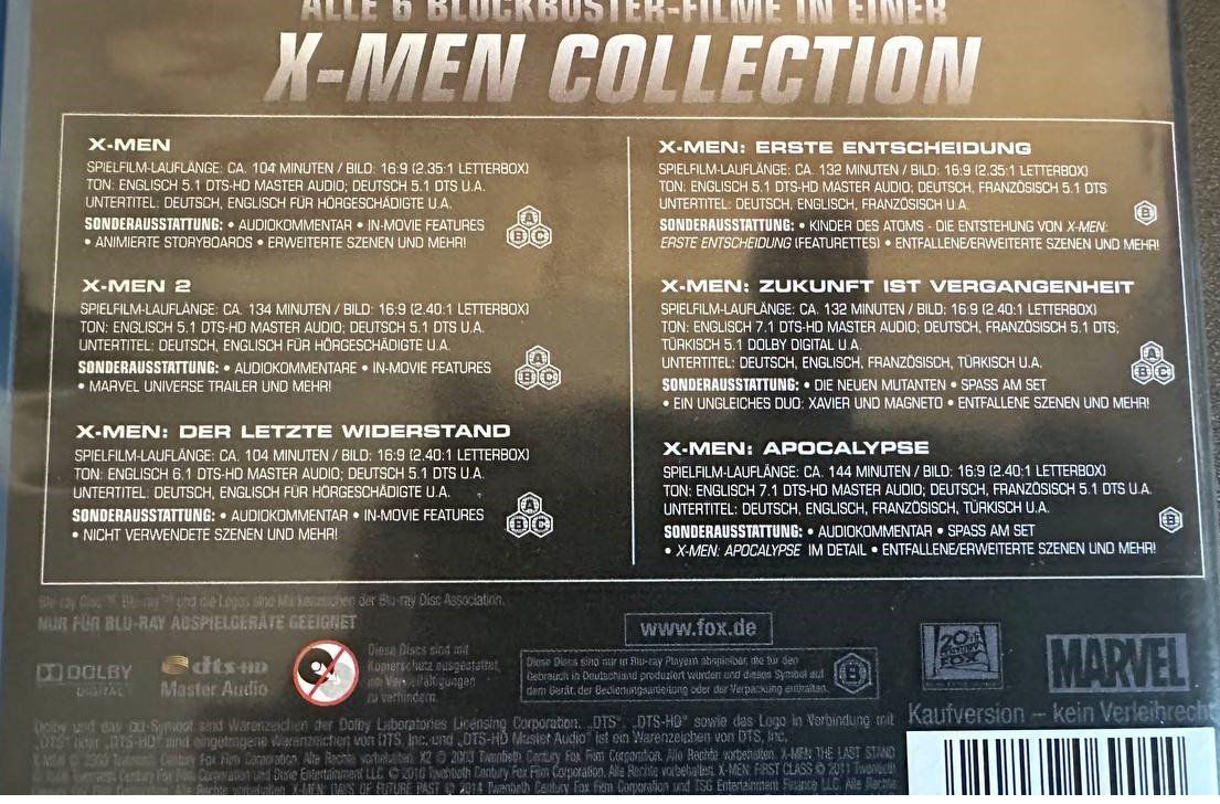 Alle DVDs: X-Men Collection 7 Blu-ray + Dark Phoenix DVD – Gebraucht aus Beringen von Mantafisch1 2