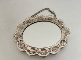 Antiker Taschenspiegel aus 900er Silber mit Muscheldekor