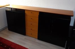 Sideboard 185 x 40 cm, in Buche // schwarz