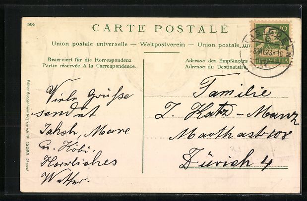 Cartes postales: Einsiedeln, Panorama mit Wappen und Brie – D'occasion à Berlin par bartko-reher 1