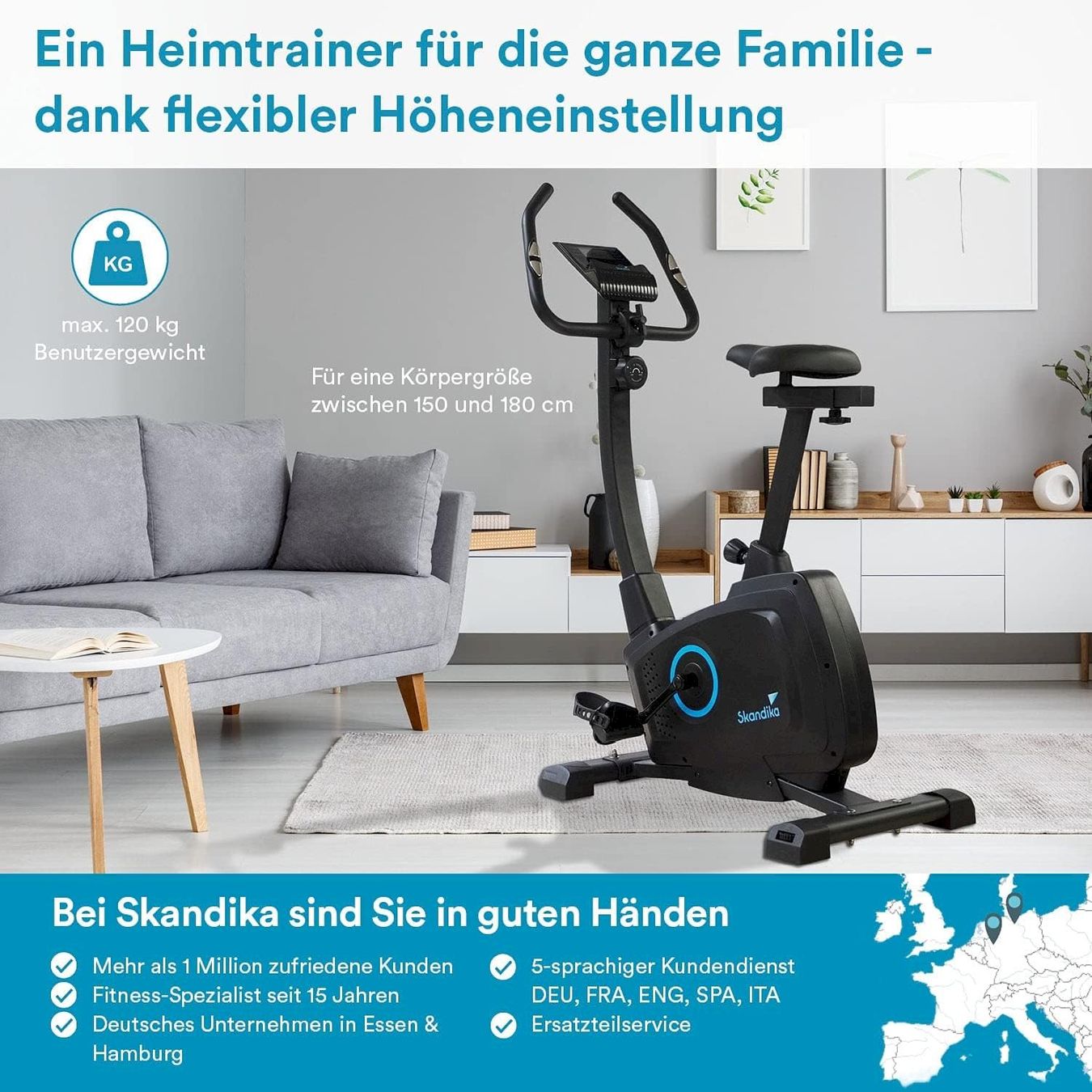 Vélos d'appartement: Skandika Ergometer Bragi schwarz – Neuf avec emballage d'origine à Bottighofen par zaap 5