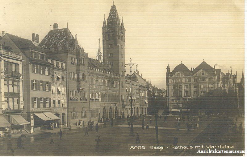 Cartoline postali: Basel - Marktplatz Rathaus + 1927 – Usato da Emmenbrücke venduto da teestube