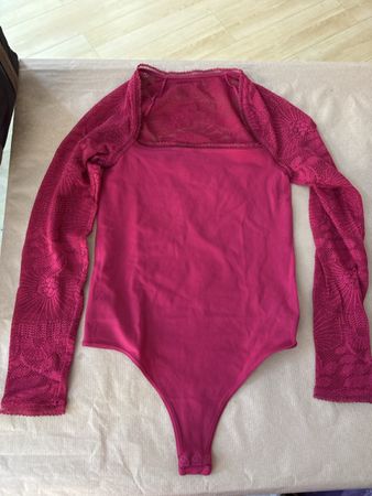 Wolford Bodysuit mit Spitzenärmel Gr. M / 38, Pink