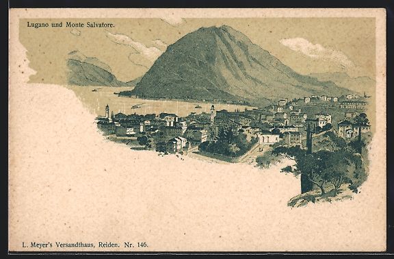 Ansichtskarten: Litho Lugano, Totalansicht mit Monte Sal – Gebraucht aus Berlin von bartko-reher
